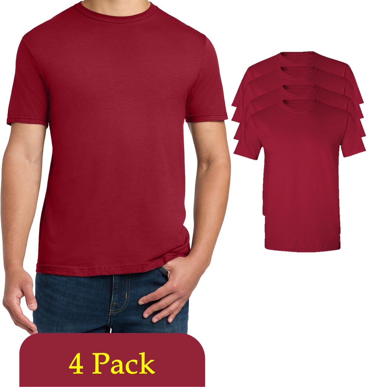 Gildan Unisex Cardinal Red Softstyle T-Shirt Blanks for Printing, Crewneck Tee